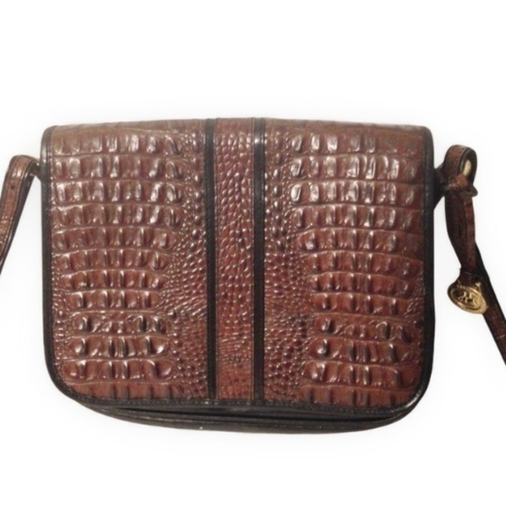 BRAHMIN brown embossed leather Messenger bag purse